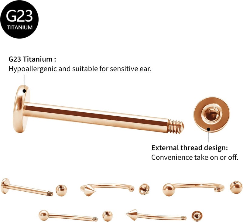 BLISI G23 Solid Titanium Eyebrow Piercing Jewelry, Gokd Black Rose Gold Silver Pink Rainbow Eyebrow Rings 16G Curved Barbell,Tiny Vertical Labret Lip Jewelry Rook Piercing Jewelry for Women and Men - Image 3